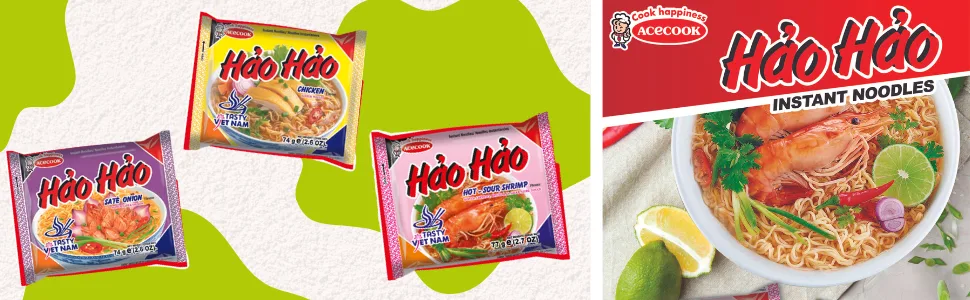 ACECOOK - HH Instant Noodles Chicken 30 pack (30 X 74 GR) 74 g (30 pack) - Hao Hao