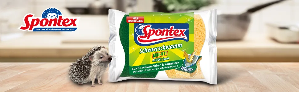 Spontex Scheuerwamt anti-fat 32 pieces suction-strong cleaning sponge washable for all robust surfaces (16 x 2 pack) 32 Pack Scheuerwamt Anti-fat 32 pack - Anti fett