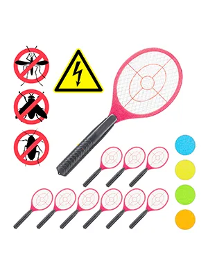 10 x electrical fly swatter without chemical fabrics fly slower against flying mosquitoes & mosquitoes Fly Swatter red red 10 pack - Fliegenbrutzler