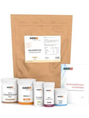 hCGC metabolism package | 21-day metabolism cure | with WPC 80 whey protein | Brochure with instructions | + intestinal cleansing - Molkeprotein Basispaket