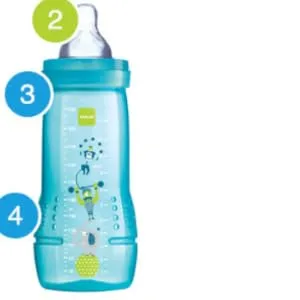 MAM baby bottle decorated from 6 months pacifier 330 ml (1 pack) blue 1 piece (1 pack) - product information 2