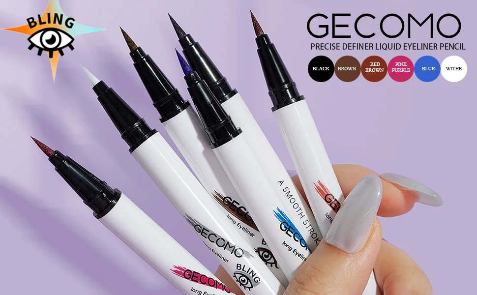 GECOMO 6 Colors Matte Liquid Eye liner Set for Eye Makeup,Waterproof Smudge-Proof Smooth Long lasting Liquid Colorful Eye Liner Pen - GECOMO