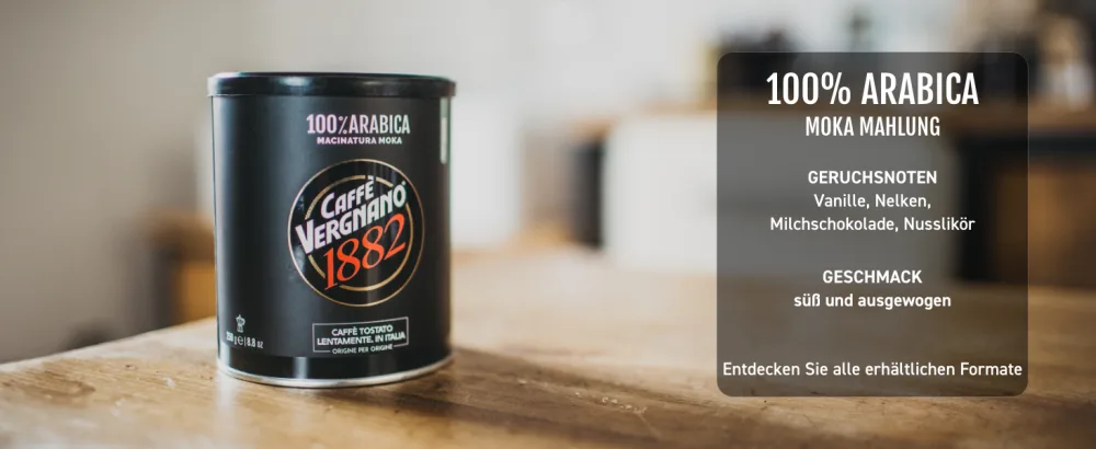 Caff Vergnano 1882 Coffee Can 100% Arabica Ground Espresso - 250 g Pack - product information 2