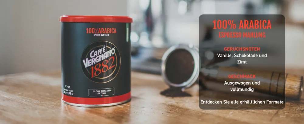 Caff Vergnano 1882 Coffee Can 100% Arabica Ground Espresso - 250 g Pack - product information 3