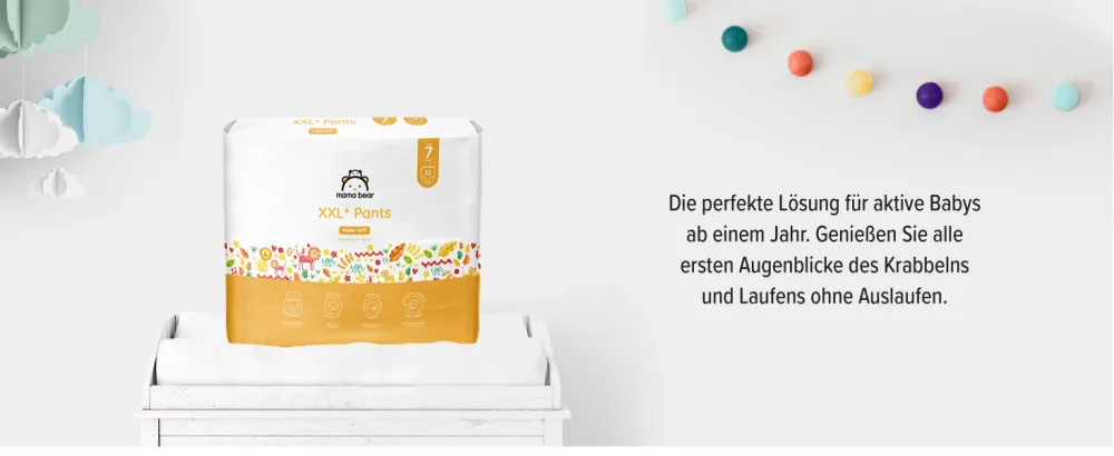 Amazon Brand - Mama Bear Diapers XXL+ Size 7 (16kg+) White 64 Count (2 Packs of 32) Size 7 (64 Count) - product information 2