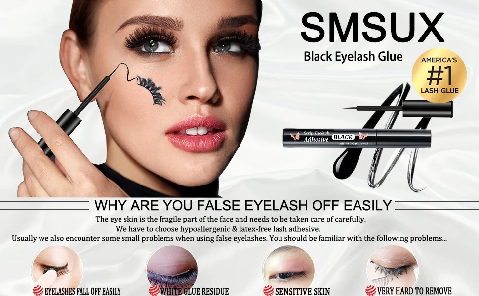 Black Eyelash Glue Super Strong Hold Eyelash Adhesive Waterproof Eyelash Glue Sensitive Eyes Lash Glue for False Lashes 0.176oz 1PCS - black eyelash glue
