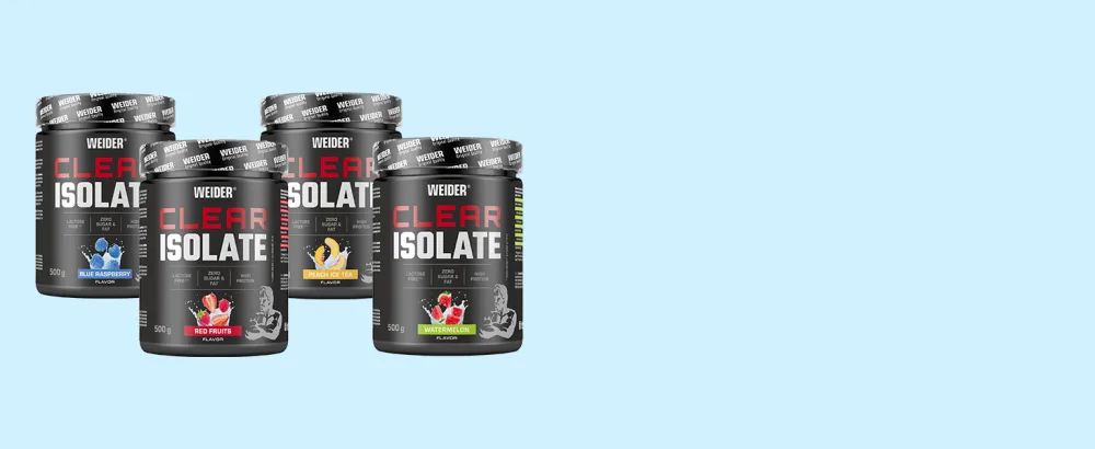 Weider clear whey isolate fruity whey protein isolate with a high protein content for refreshing protein shakes first -class protein powder in premium quality sugar -free blue raspberry 500g - Clear Isolate