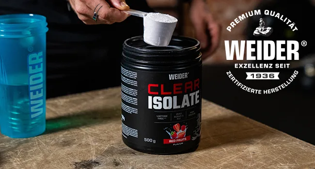 Weider clear whey isolate fruity whey protein isolate with a high protein content for refreshing protein shakes first -class protein powder in premium quality sugar -free blue raspberry 500g - Clear Isolate
