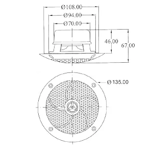 eliga loudspeaker up to 120 C white 135 mm - Skizze