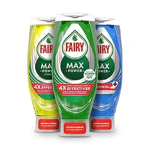Fairy detergent Max Power Original effective formula for clean dishes and fat solving power for greasy pots and pans 660ml (1 Pack) - Fairy Max Power