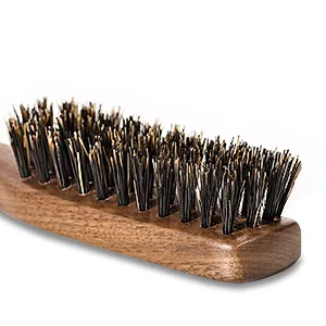 Bfwood Small Beard Brush for Men - Mini Boar Bristle Beard Brush with Black Walnut Wood Handle for Beard Care (Medium-Stiff) - 100% Boar Bristle Beard Brush