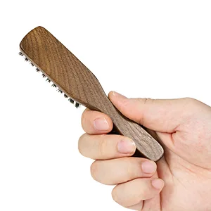 Bfwood Small Beard Brush for Men - Mini Boar Bristle Beard Brush with Black Walnut Wood Handle for Beard Care (Medium-Stiff) - Black Walnut Wood Handle