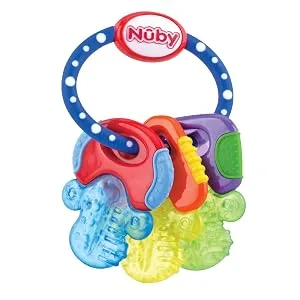 N by bite ring for babies promotes visual sense & motor skills gripping with ICE gel also reaches the molars from 3+ months 600 blue 1 piece (2 pack) - Teethingkeys Blue