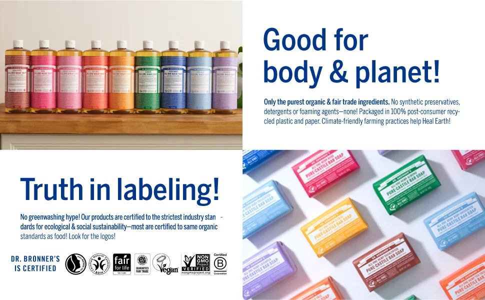 Dr. Bronner's - Pure Castile Liquid Soap Eucalyptus 945 ml Eucalyptus 72 g (1 pack) - Dr. Bronners ist zertifiziert
