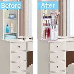 360 Rotating Makeup Organizer, chfine Adjustable Large Capacity Detachable Spinning Cosmetics Organizer with 4 Holder Storage Rack, Lazy Susan Makeup Organizer Makeup Sets (Crystal Clear) - Keep Your Cosmetics Neat and Tidy