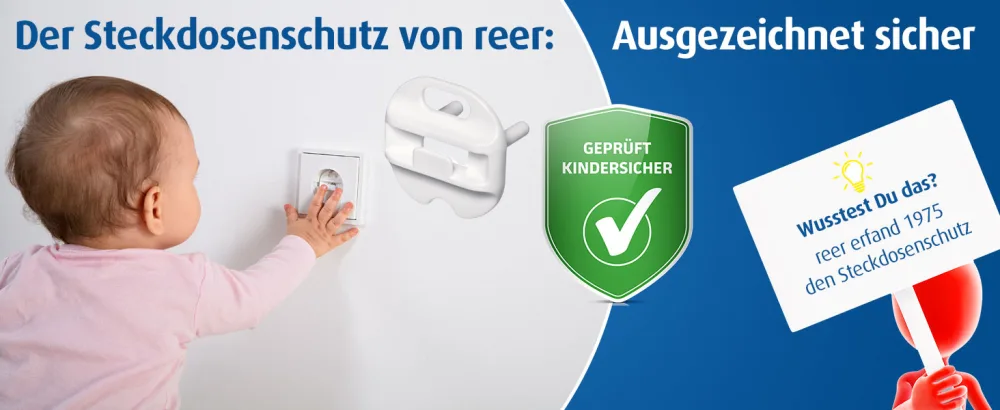 reer socket cap with key 6+1 pieces white the original from the inventor of the socket protection white 7 pieces (1 pack) - Steckdosenschutz