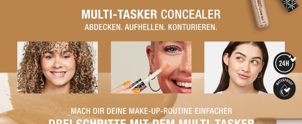 Manhattan Multi-Tasker concealer fb. 20 fair liquid waterproof concealer with a large soft touch applicator 11 ml concealer fb.20 - MULTI-TASKER CONCEALER