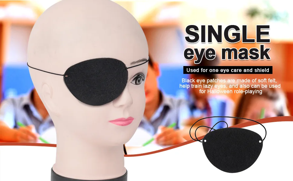 Eye Patch, YGDZ 12pcs Soft Felt Eye Patches for Adults Kids, Adjustable Single Eye Mask for Lazy Eye, Black - Eye Patch