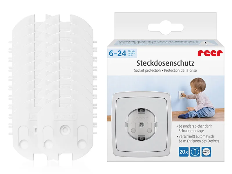 Reer screwable socket protection the original from the inventor white 20 pieces (1 pack) - Rundum-Paket