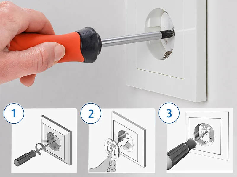 Reer screwable socket protection the original from the inventor white 20 pieces (1 pack) - schnelle (De-) Montage