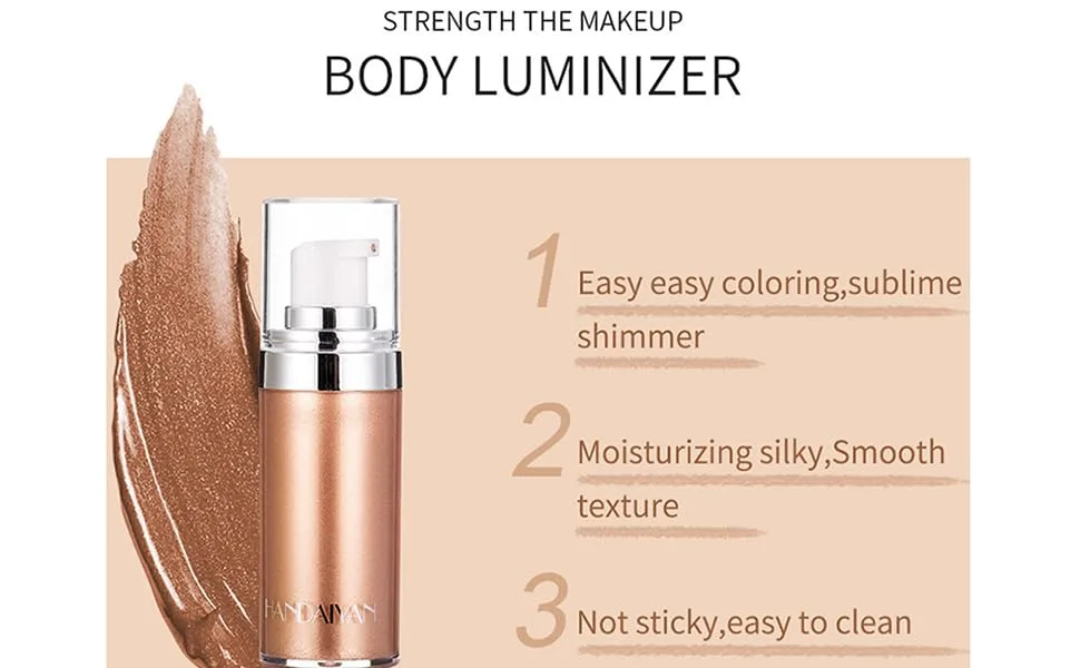 Yeweian Face Body Luminizer, Liquid Highlighter Makeup, Face Body Shimmer Glow Illuminator, Bronzer Smooth Shine Shimmer Liquid Foundation, Waterproof Moisturizing Body Highlighter (01#Pearl White) - Face Body Glow Illuminator