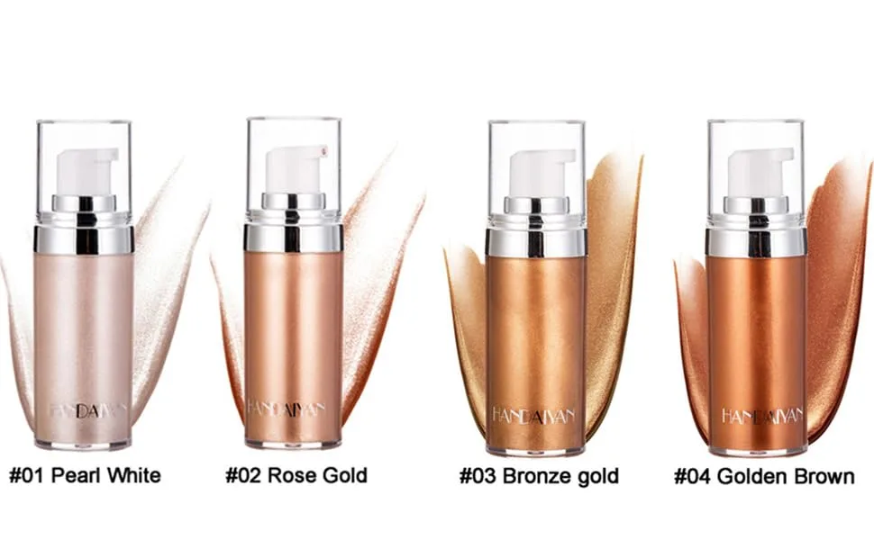 Yeweian Face Body Luminizer, Liquid Highlighter Makeup, Face Body Shimmer Glow Illuminator, Bronzer Smooth Shine Shimmer Liquid Foundation, Waterproof Moisturizing Body Highlighter (01#Pearl White) - Sandy beach