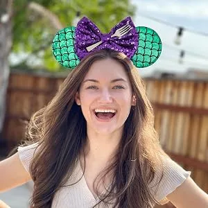 Mouse Ears Headbands with Bow and Sequins,Party Cosplay Costume for Girls or Women Black A-black - disney ears