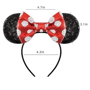 Mouse Ears Headbands with Bow and Sequins,Party Cosplay Costume for Girls or Women Black A-black - mickey mouse ears