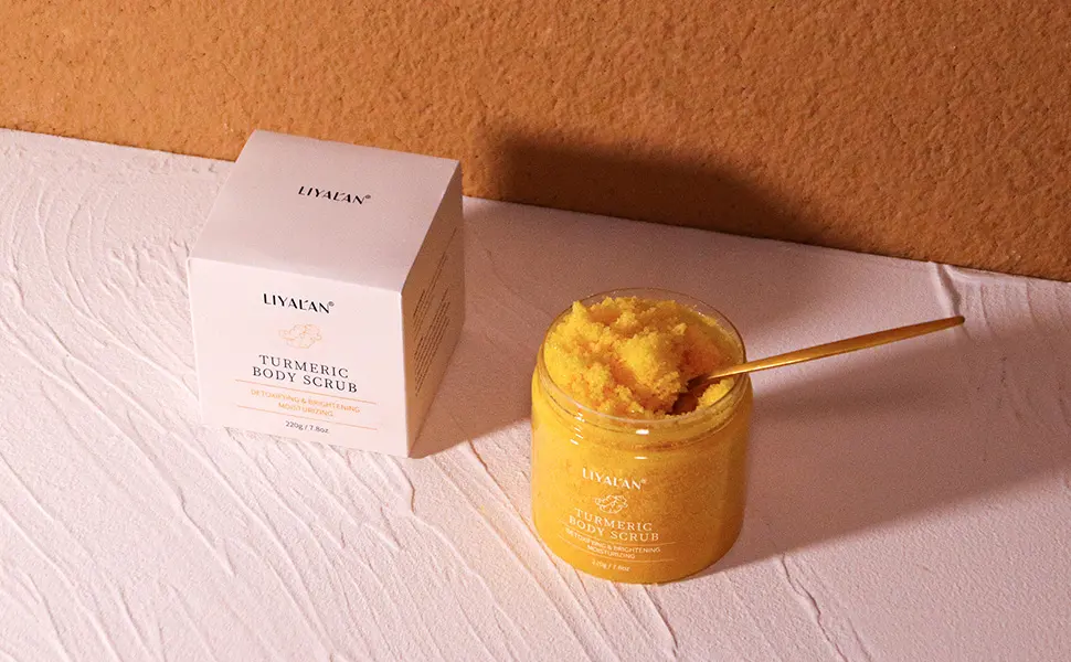 Liyalan Turmeric Body Scrub Moisturizing and Exfoliating Body, Face, Hand, Foot Scrub,Nourishes Skin,Deep Cleansing 7.8oz - Tumeric Scrub