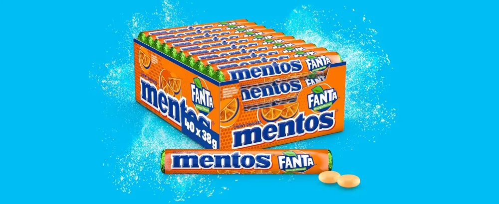 Mentos Rainbow Dragees fruit candies with orange strawberry apple blueberry raspberry melon & grapefruit taste multipack (40 roll) vegan - fanta