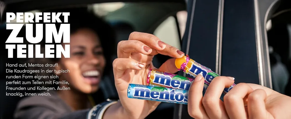 Mentos Rainbow Dragees fruit candies with orange strawberry apple blueberry raspberry melon & grapefruit taste multipack (40 roll) vegan - product information 11