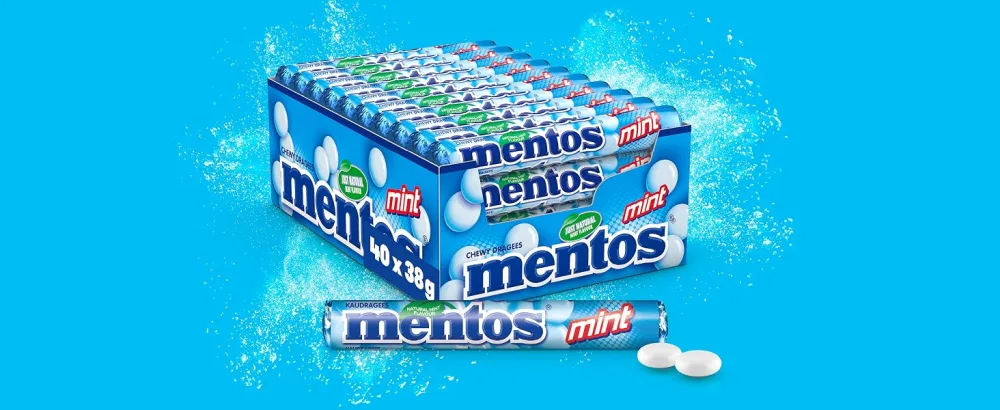 Mentos Rainbow Dragees fruit candies with orange strawberry apple blueberry raspberry melon & grapefruit taste multipack (40 roll) vegan - Mint