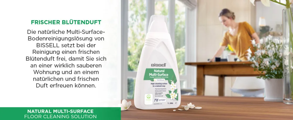 Bissell natural multi-surface floor cleaning solution 1l |For crosswave spinwave spinwave robot and hydrowave |Vegetable ingredients safe for you and your pet |3096 1L natural cleaning solution for several surfaces - natural formula