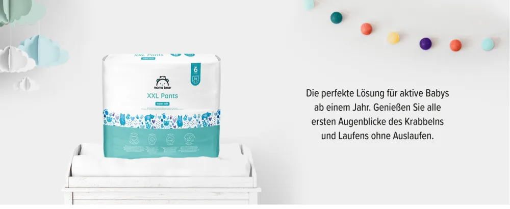 Amazon Brand: Mama Bear Diapers XXL Size 6 (18-30kg) 72 Count (2 Packs of 36) Size 6 (72 Count) - product information 2