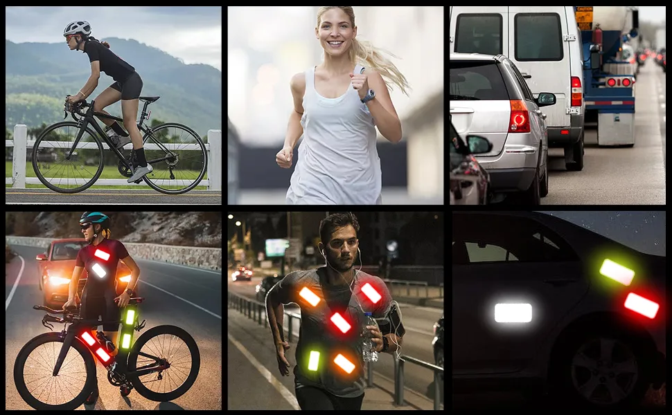 Reflector band Self -adhesive 40 pieces reflectors sticker 8 * 3cm safety warning waterproof reflector tapes sticker for bicycle backpack motorcycle stroller roller helmets (yellow white red green) - Reflektorband Selbstklebend