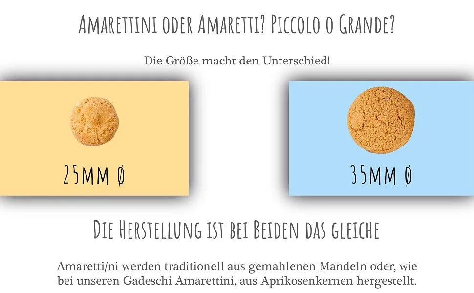 Gadeschi Amarettini (1x 200g) | Italian biscuits made from apricot kernels | Coffee biscuits | 200g biscuits Amarettini 200g (1 pack) - Unterschied Amaretti