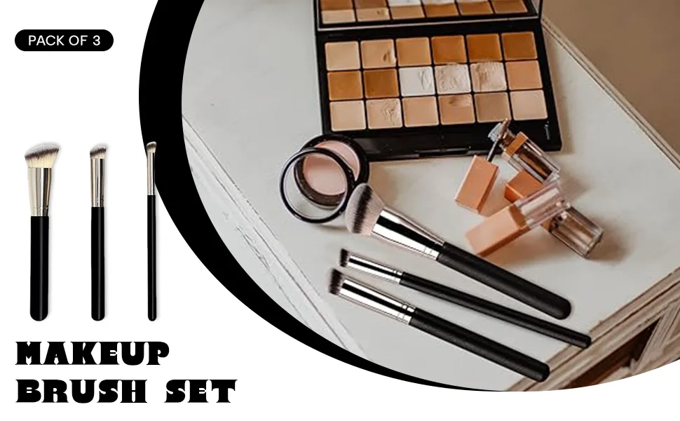 UCUNJIA 3PCS Makeup Brushes Foundation Brush Concealer Brush Soft Synthetic Concealer Liquid Foundation - UC2204LX027