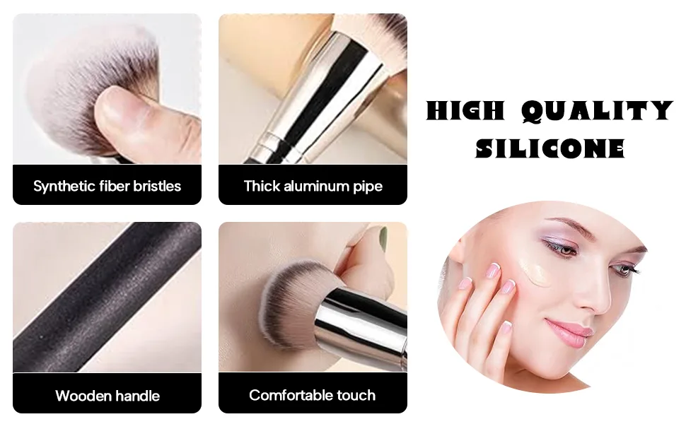 UCUNJIA 3PCS Makeup Brushes Foundation Brush Concealer Brush Soft Synthetic Concealer Liquid Foundation - UC2204LX027