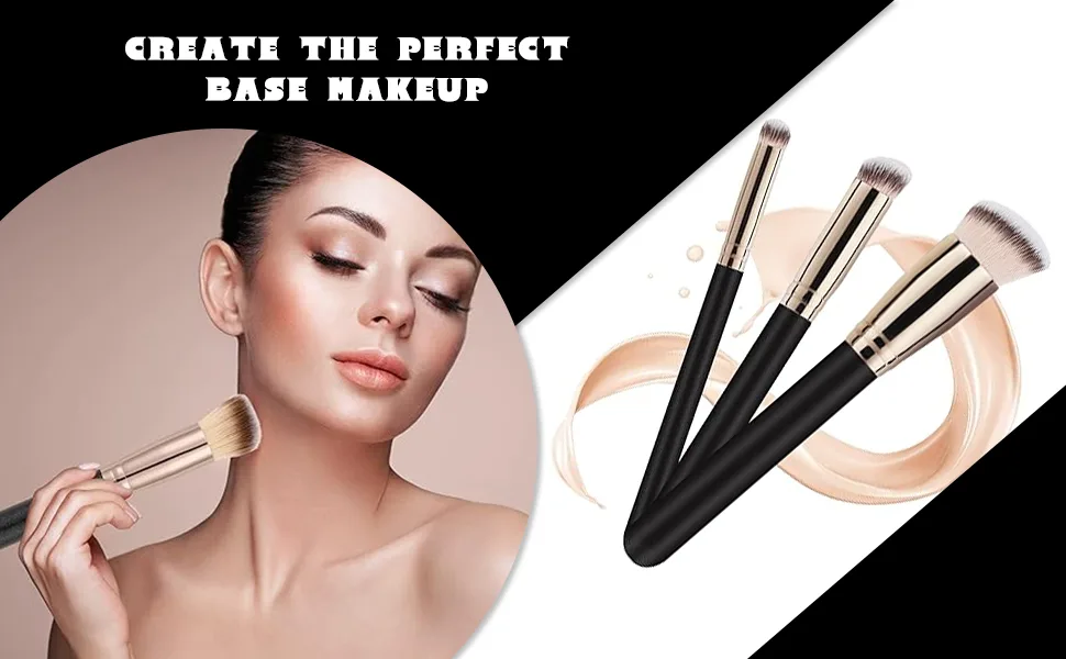 UCUNJIA 3PCS Makeup Brushes Foundation Brush Concealer Brush Soft Synthetic Concealer Liquid Foundation - UC2204LX027