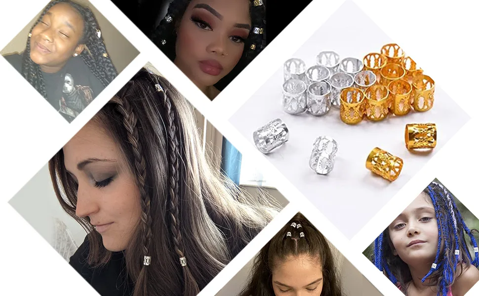 MenYiYDS- Dreadlocks Accessories 100pcs Pearl Adjustable Aluminum Woven Hair Accessories (Gold and Silver) - product information 3