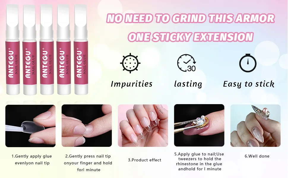 20 pieces 2g nail glue for tips extra strong nail glue for artificial nails professional nail extension for artificial nail design 20PCs - product information 2