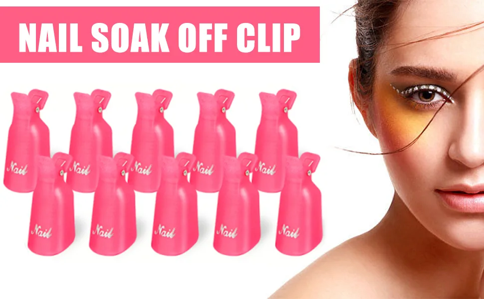 Nail polish remover tools set 10 PCs nail polish remover clips and 2 pcsectared cutel skin trimmer nail polish lean remote tools kit pink - product information 1