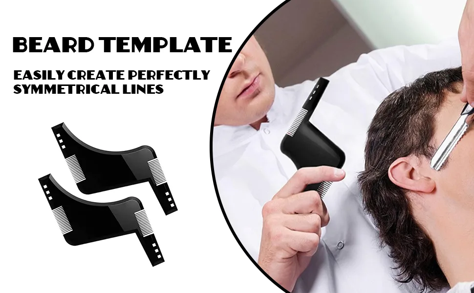 Barte template 2PCs Bart-template Bartkamm Bartic care beard forms for chin beard choral bare chicken beard template for child's light cutting beard ridge styling tool symmetrical and contour of the beard line - product information 1