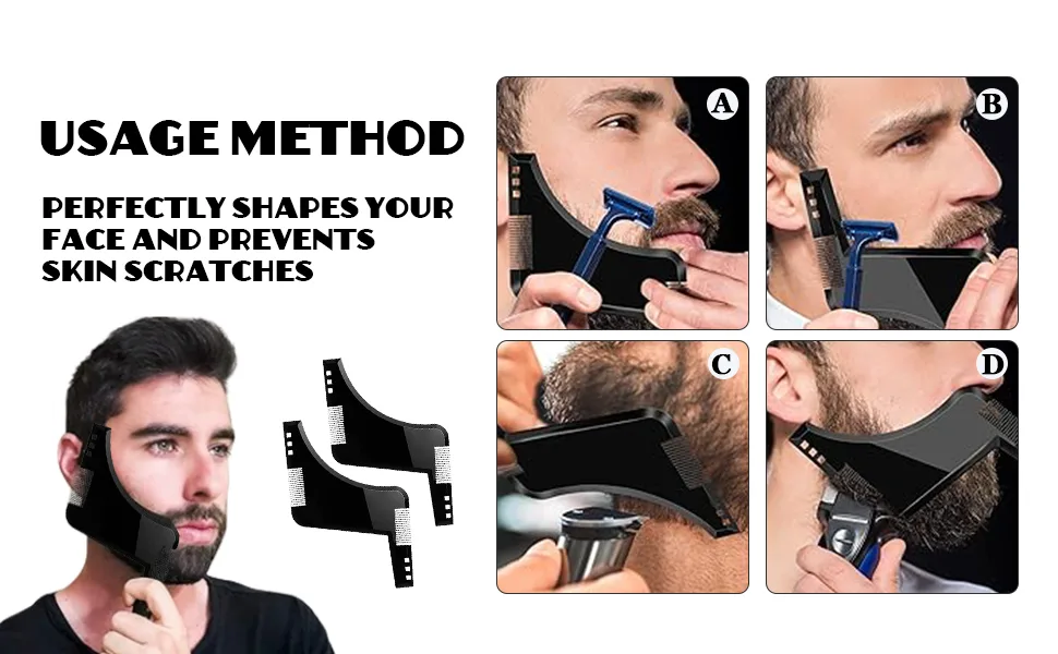Barte template 2PCs Bart-template Bartkamm Bartic care beard forms for chin beard choral bare chicken beard template for child's light cutting beard ridge styling tool symmetrical and contour of the beard line - product information 2