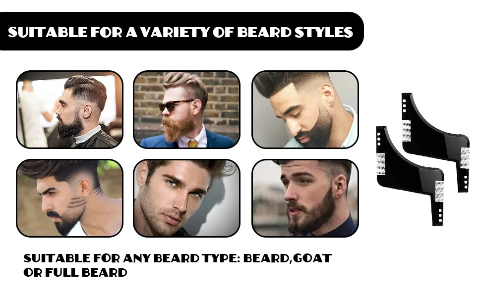 Barte template 2PCs Bart-template Bartkamm Bartic care beard forms for chin beard choral bare chicken beard template for child's light cutting beard ridge styling tool symmetrical and contour of the beard line - product information 3
