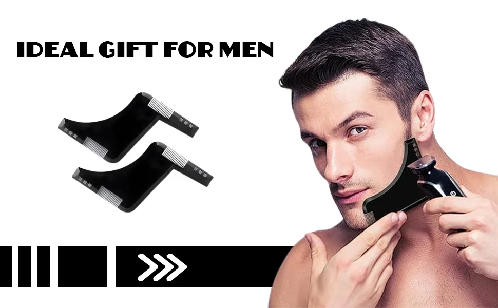 Barte template 2PCs Bart-template Bartkamm Bartic care beard forms for chin beard choral bare chicken beard template for child's light cutting beard ridge styling tool symmetrical and contour of the beard line - product information 4