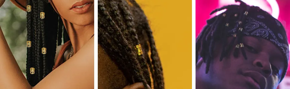 MenYiYDS 50pcs Dreadlocks Beads Adjustable Aluminum Dreadlock Rings Braiding Hair Accessories (Gold and Silver) - Dreadlocks Perlen verstellbar Aluminium Dreadlock Ringe
