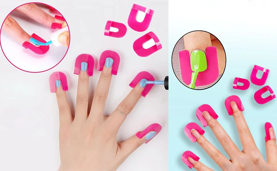 Weddhuis 26PCs nail polish template reusable nails edge skin barrier kit 10 sizes nail art paint protection top protection nail art basic tool accessories (rose) - product information 2