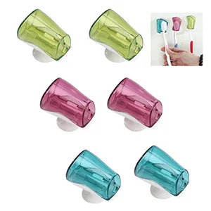 Xrten 6 Pack Toothbrush Case with Suction Cup Toothbrush Head Covers Toothbrush Protective Case for Travel and Bathroom - 54422