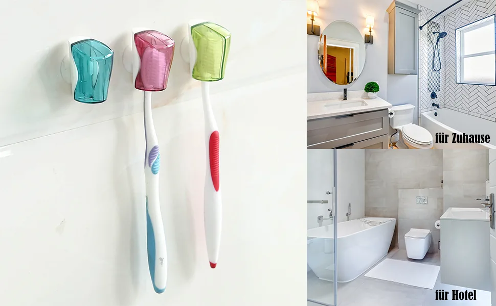 Xrten 6 Pack Toothbrush Case with Suction Cup Toothbrush Head Covers Toothbrush Protective Case for Travel and Bathroom - 5848525